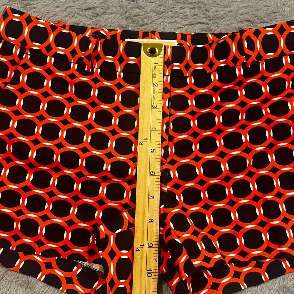 Michael Kors Chino‎ Shorts Geometric Navy Blue Orange Slash Pockets Women's 2